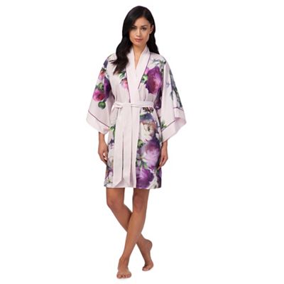 Light pink 'Sunlit Floral' print kimono